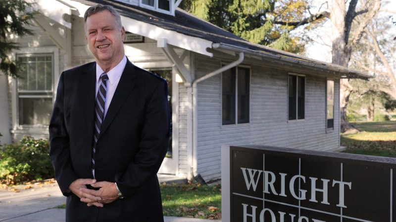Terry Herdman in front of the Wright House