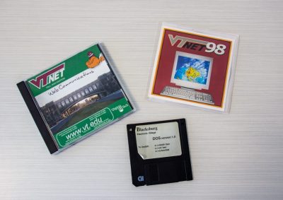 VT Net 1998 and 2005 and the BEV 3 inch floppy disk on a table
