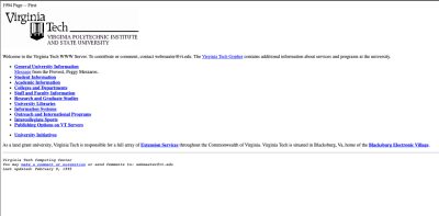 Virginia Tech home page 1994