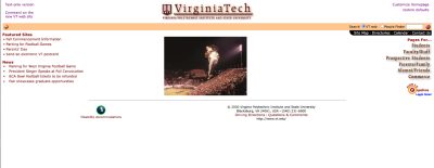Virginia Tech home page 2000