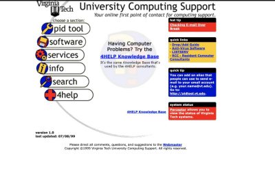 computing.vt.edu website 2000