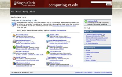 computing.vt.edu website 2010