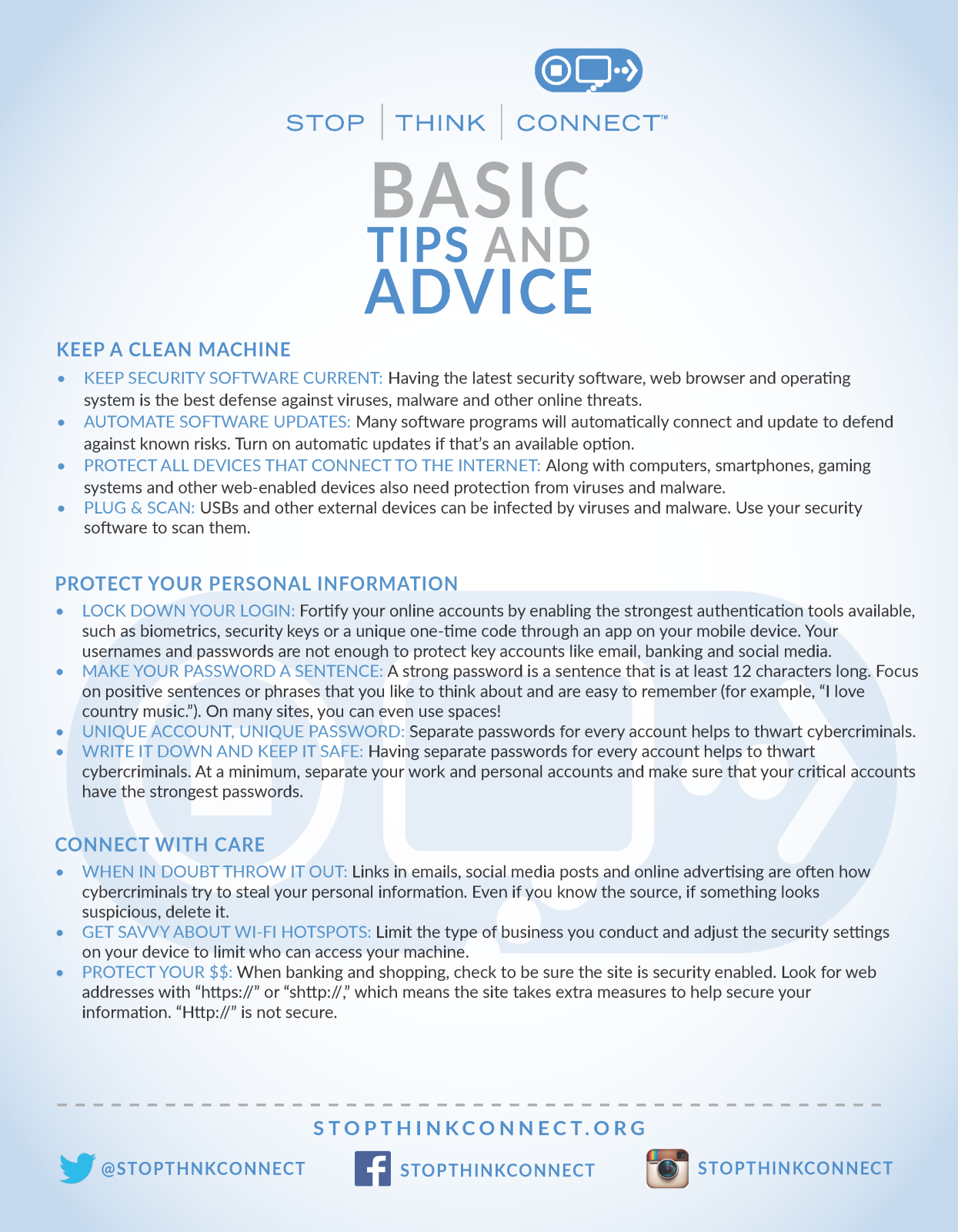 Basic Tips and Advice for Online Security, page 1