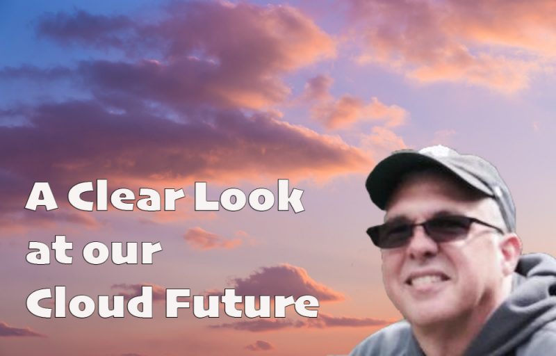 man in sunglasses looking up at cloudy sky in evening. 